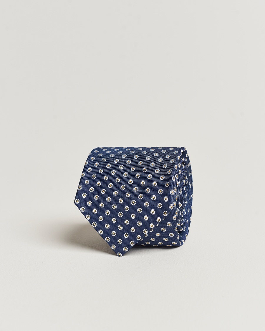 Men | Kiton Micro Flower Silk Tie Navy | Kiton | Micro Flower Silk Tie Navy