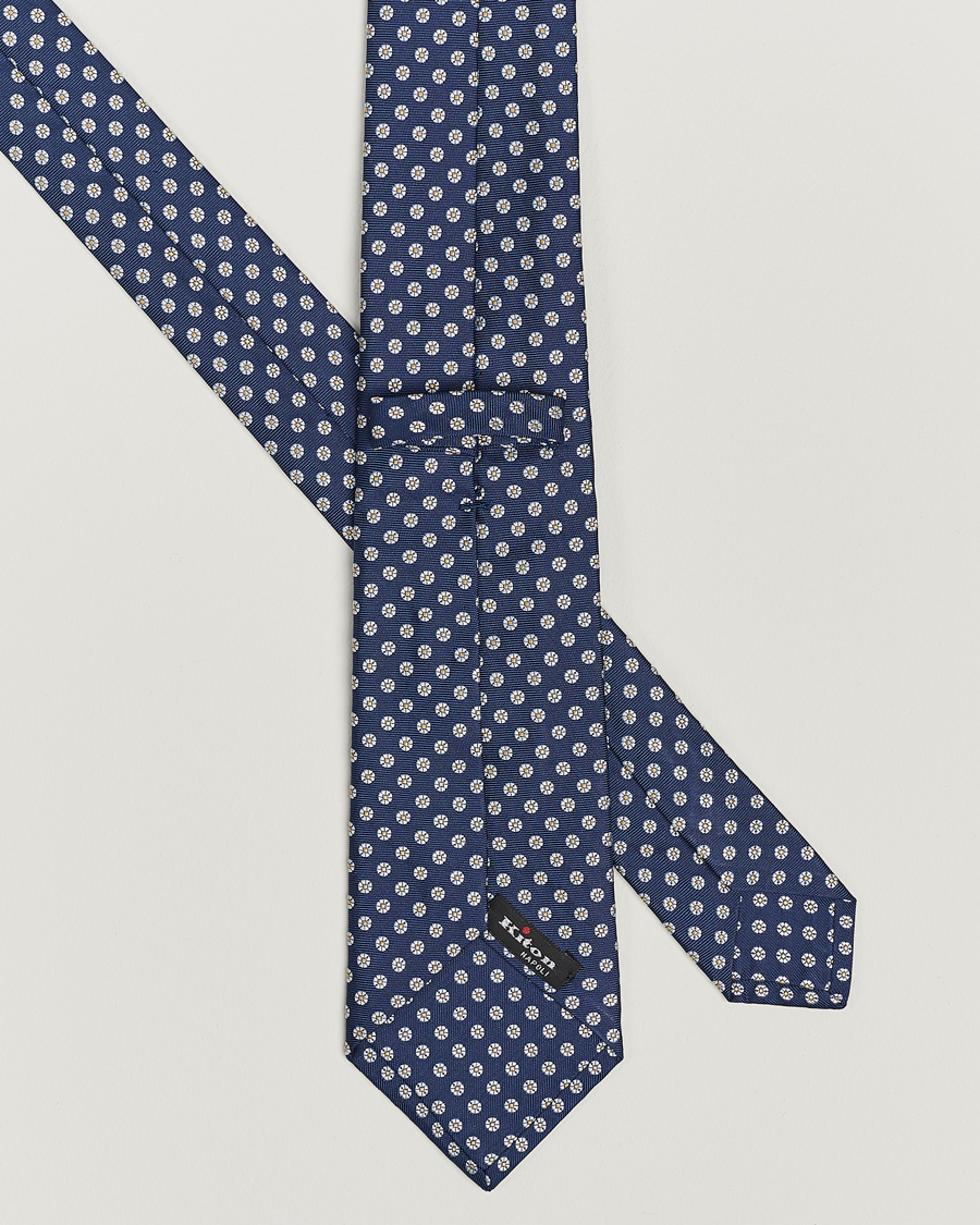 Men | Kiton Micro Flower Silk Tie Navy | Kiton | Micro Flower Silk Tie Navy