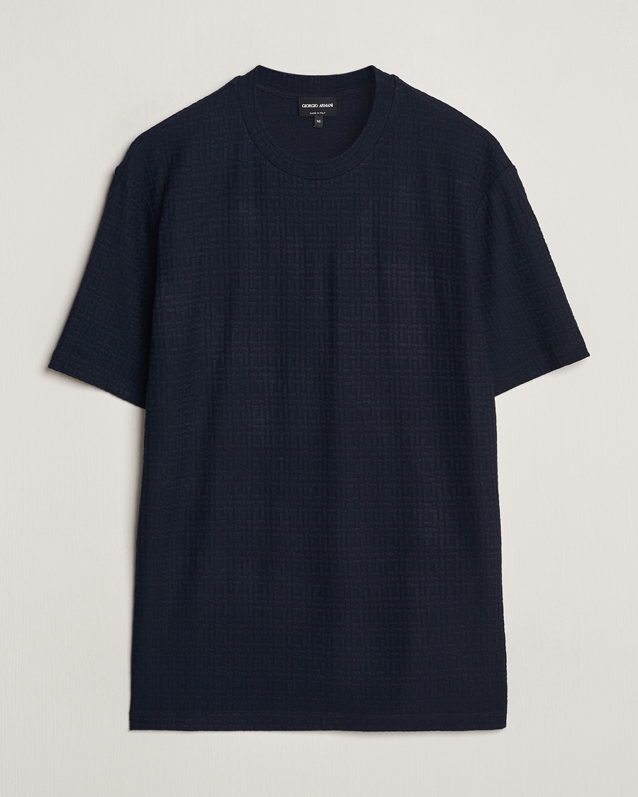 Men | T-Shirts | Giorgio Armani | Short Sleeve Cashmere Stretch T-Shirt Navy