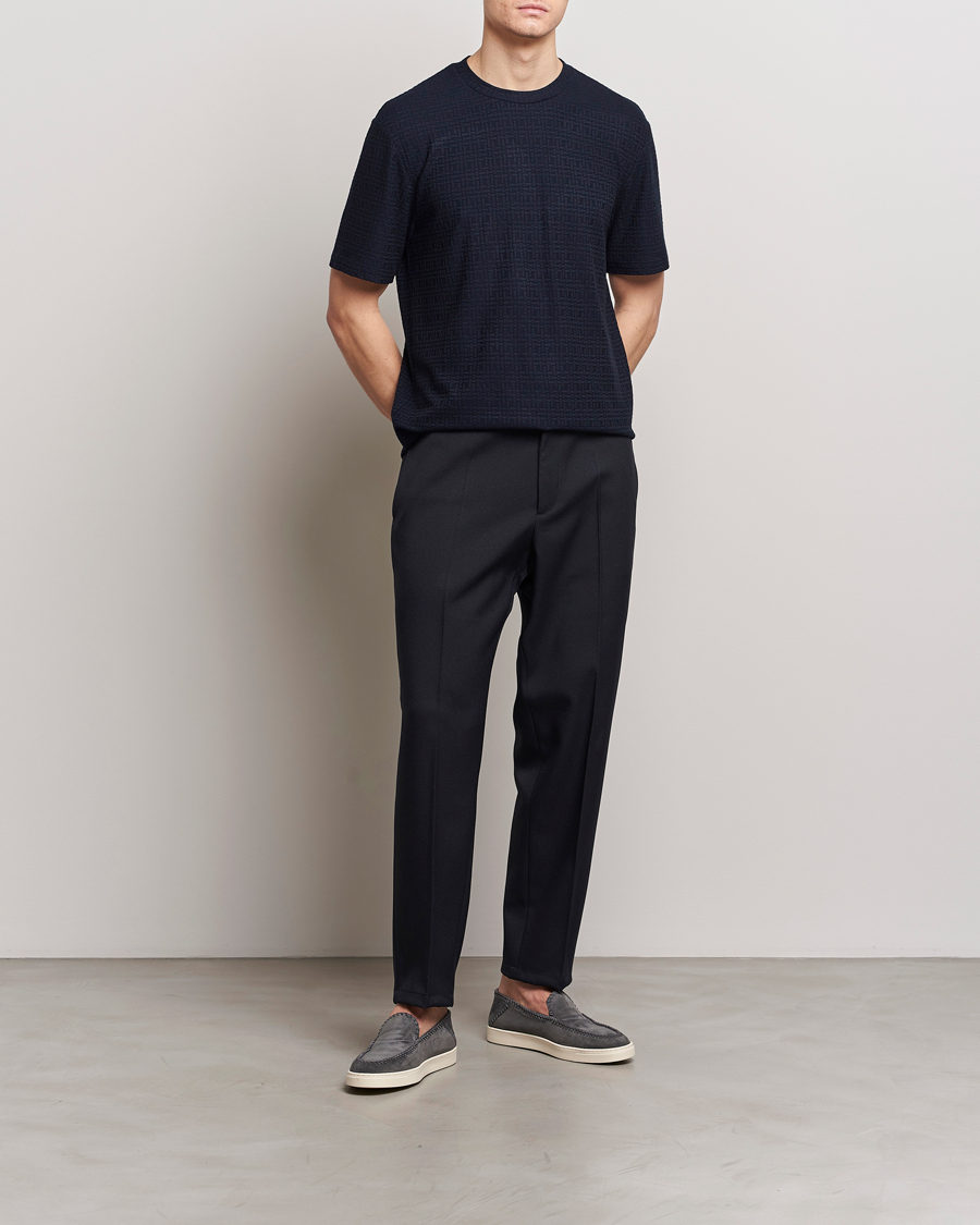 Men | T-Shirts | Giorgio Armani | Short Sleeve Cashmere Stretch T-Shirt Navy