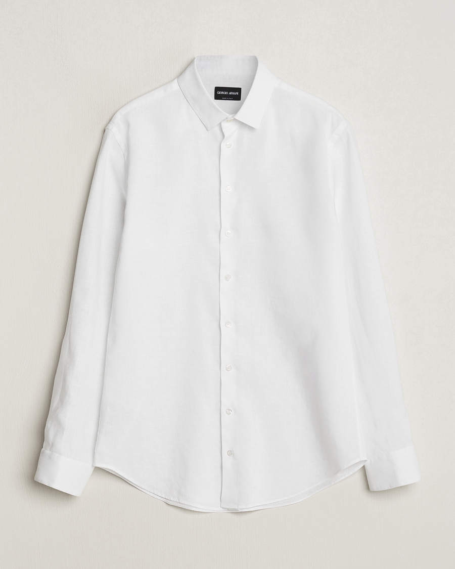Men | Shirts | Giorgio Armani | Slim Fit Linen Shirt White
