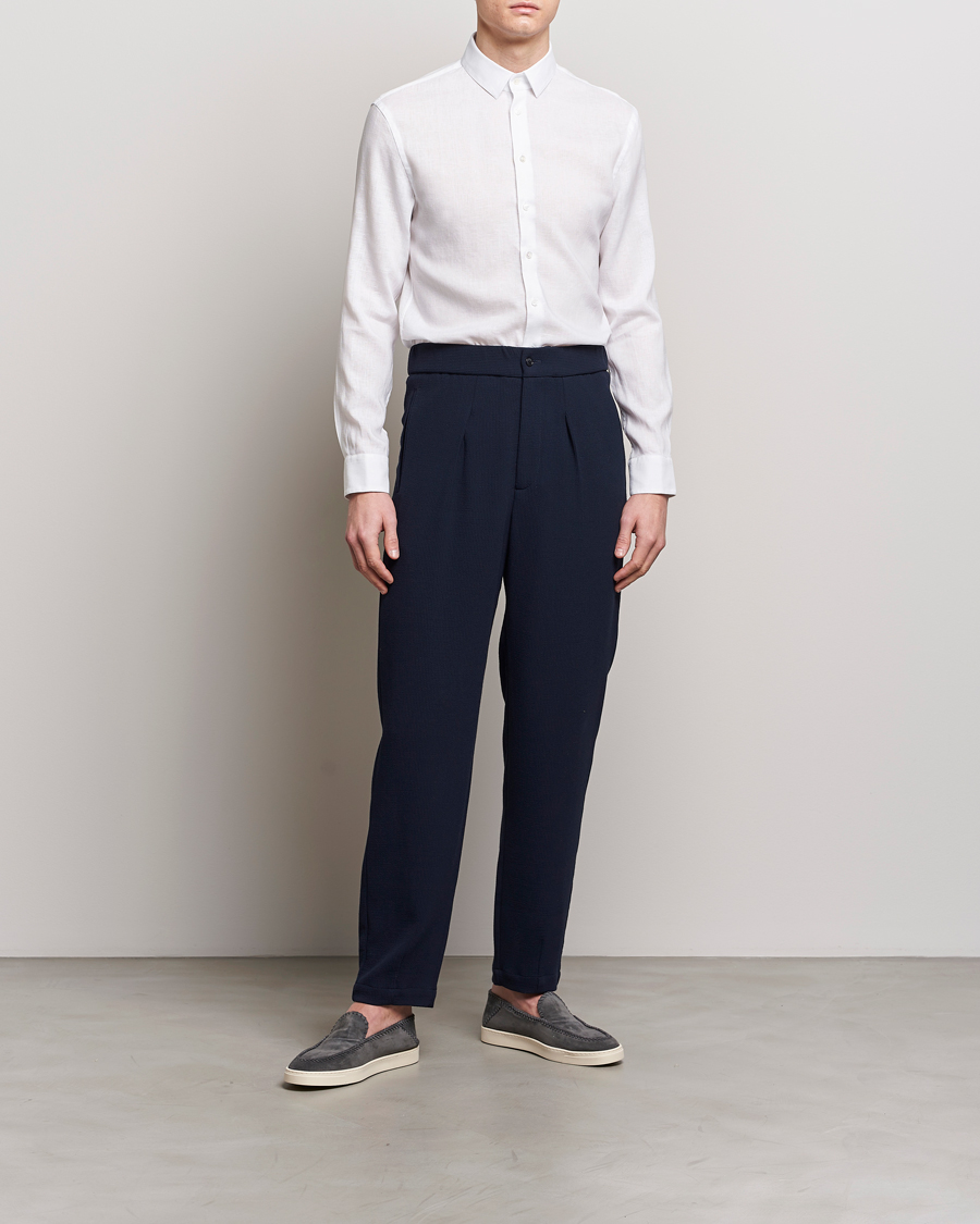 Men | Shirts | Giorgio Armani | Slim Fit Linen Shirt White