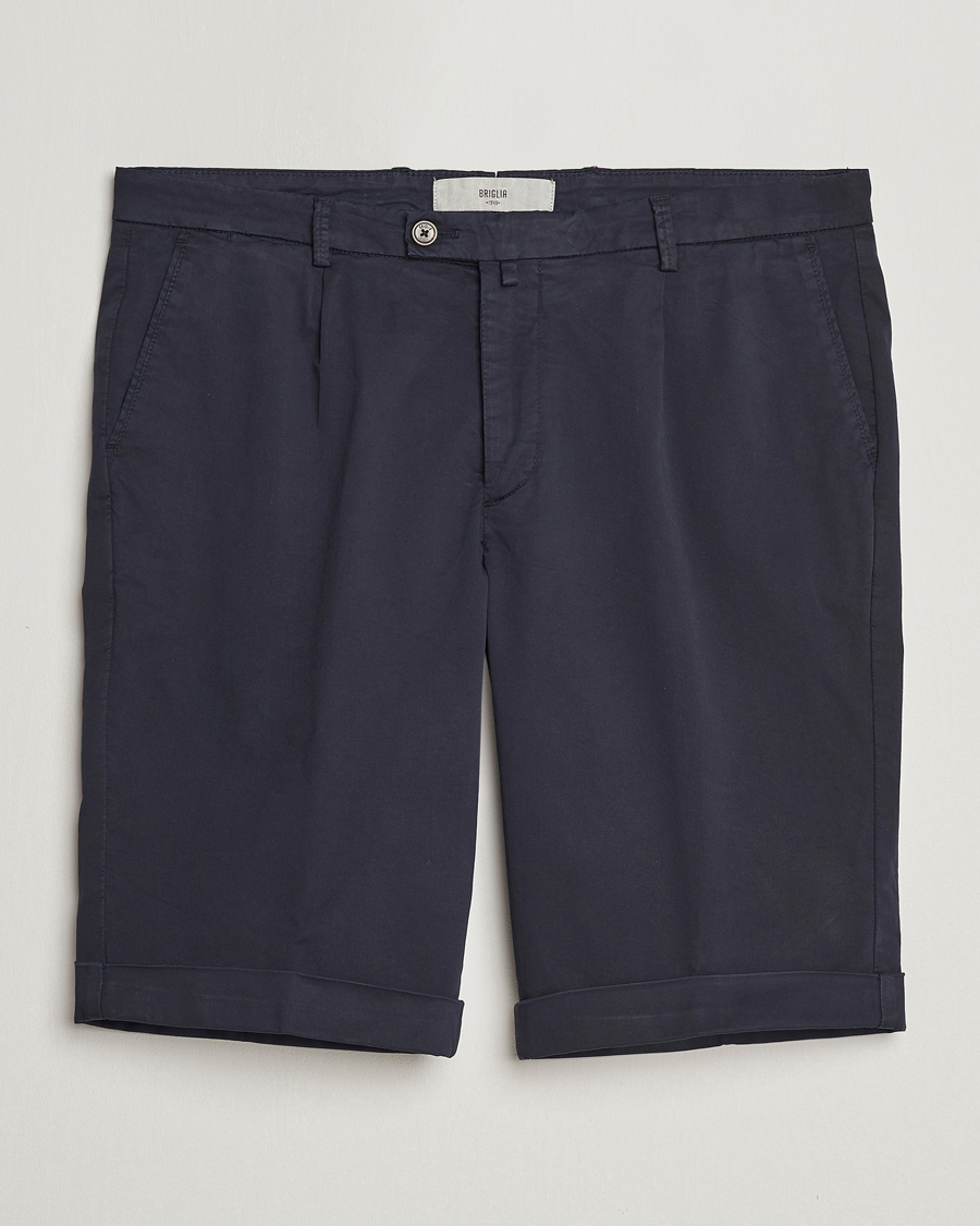 Men | Shorts | Briglia 1949 | Pleated Cotton Shorts Navy