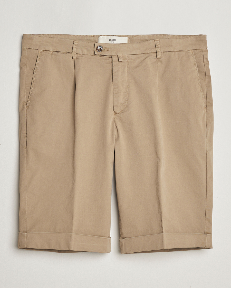 Men | Shorts | Briglia 1949 | Pleated Cotton Shorts Taupe