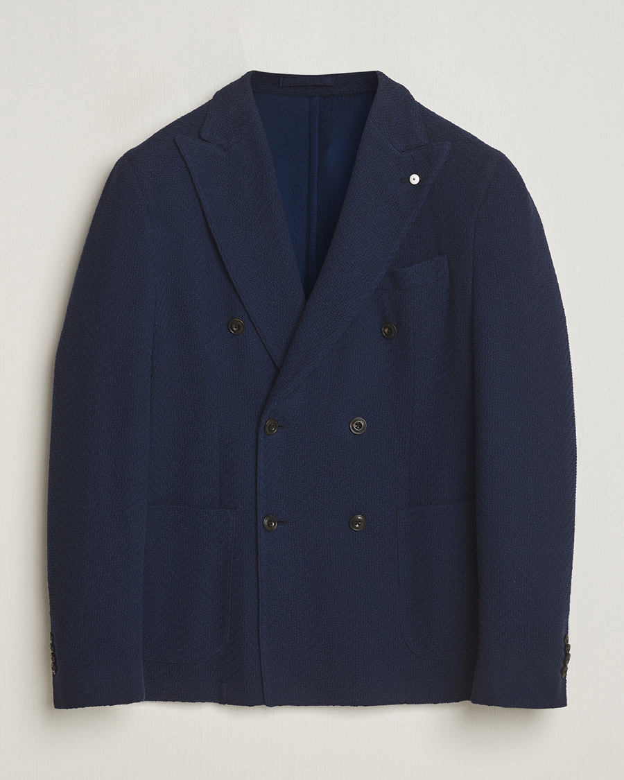 Men | Blazers | L.B.M. 1911 | Double Breasted Jersey Punto Blazer Navy