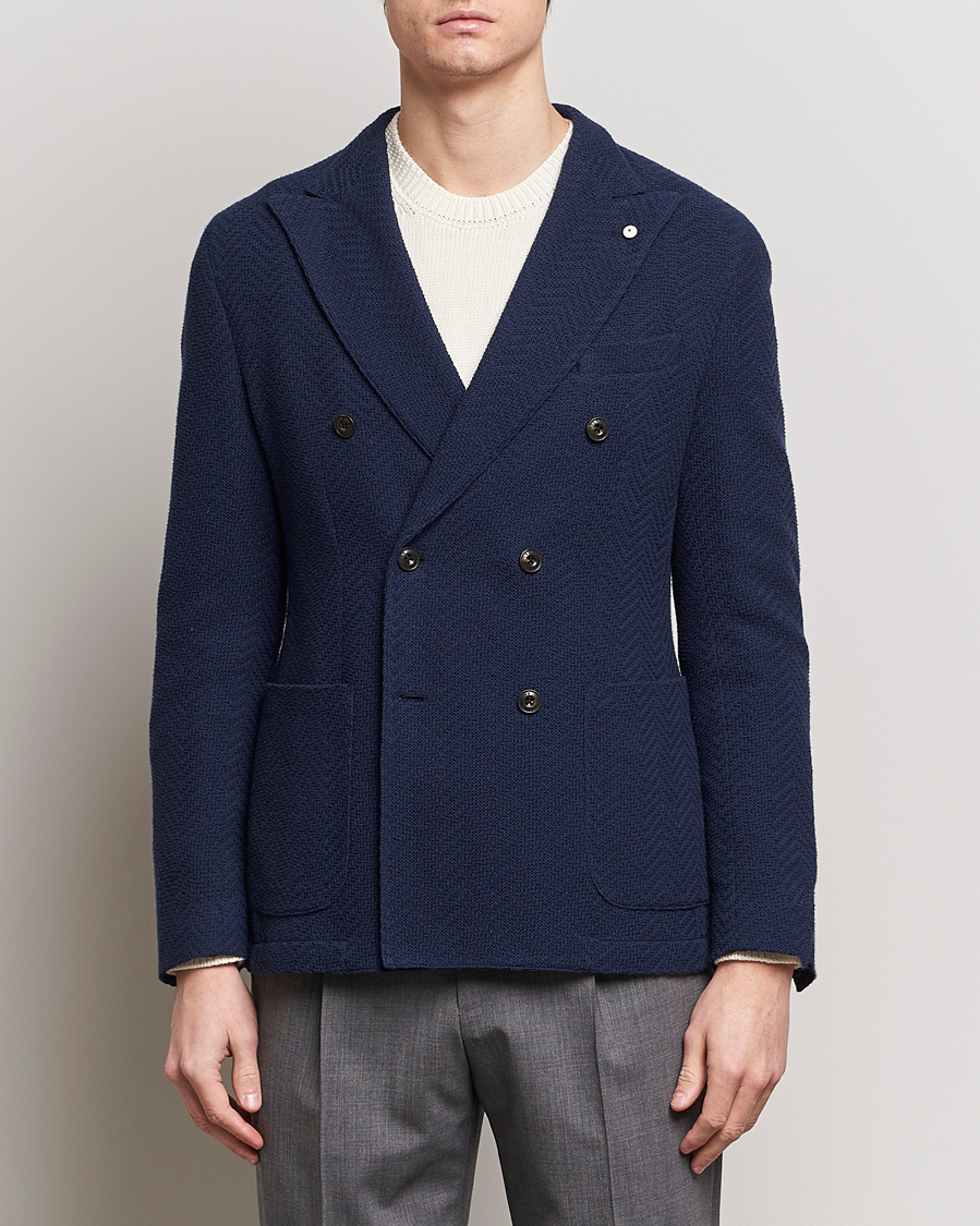 Men | Blazers | L.B.M. 1911 | Double Breasted Jersey Punto Blazer Navy