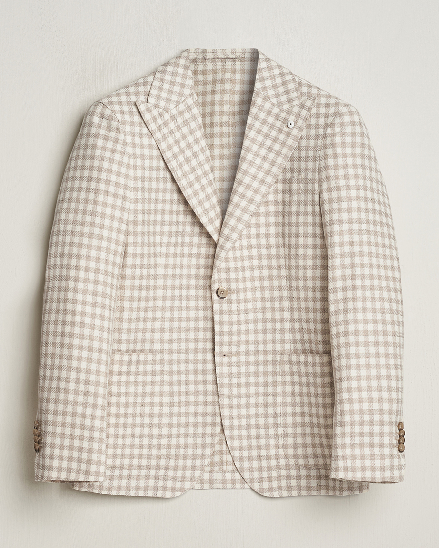 Men | Blazers | L.B.M. 1911 | Checked Cotton Peak Lapel Blazer Beige