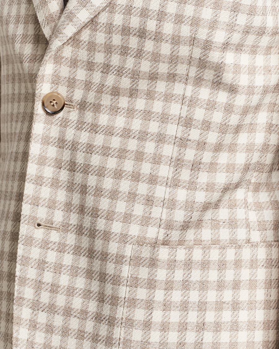 Men | Blazers | L.B.M. 1911 | Checked Cotton Peak Lapel Blazer Beige
