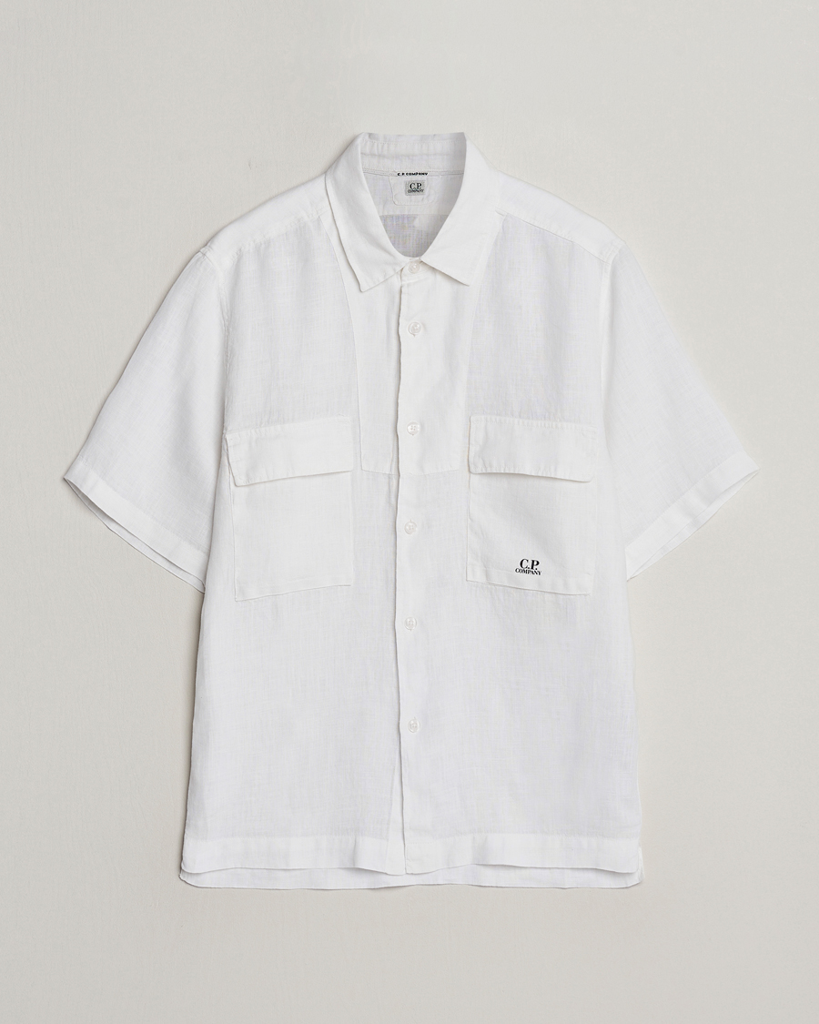 Men | Shirts | C.P. Company | Short Sleeve Linen Shirt White