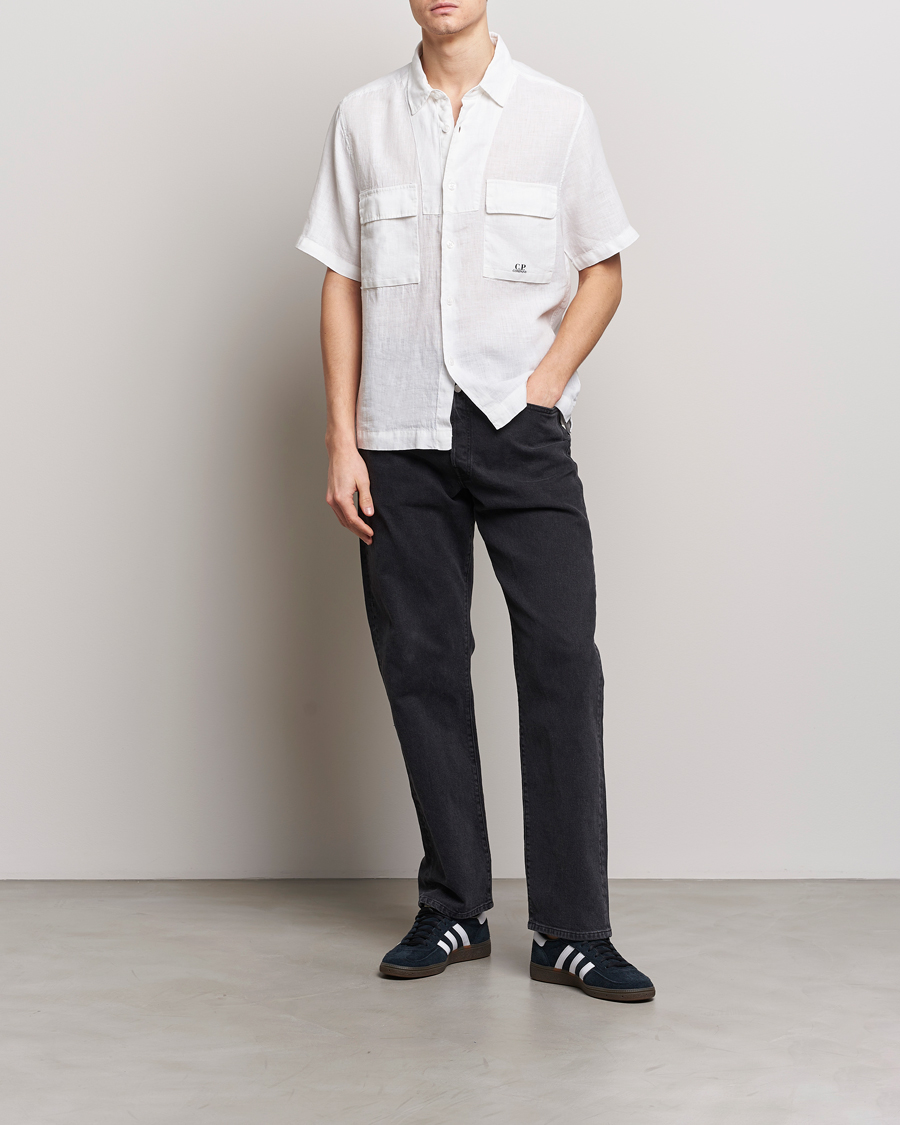 Men | Shirts | C.P. Company | Short Sleeve Linen Shirt White