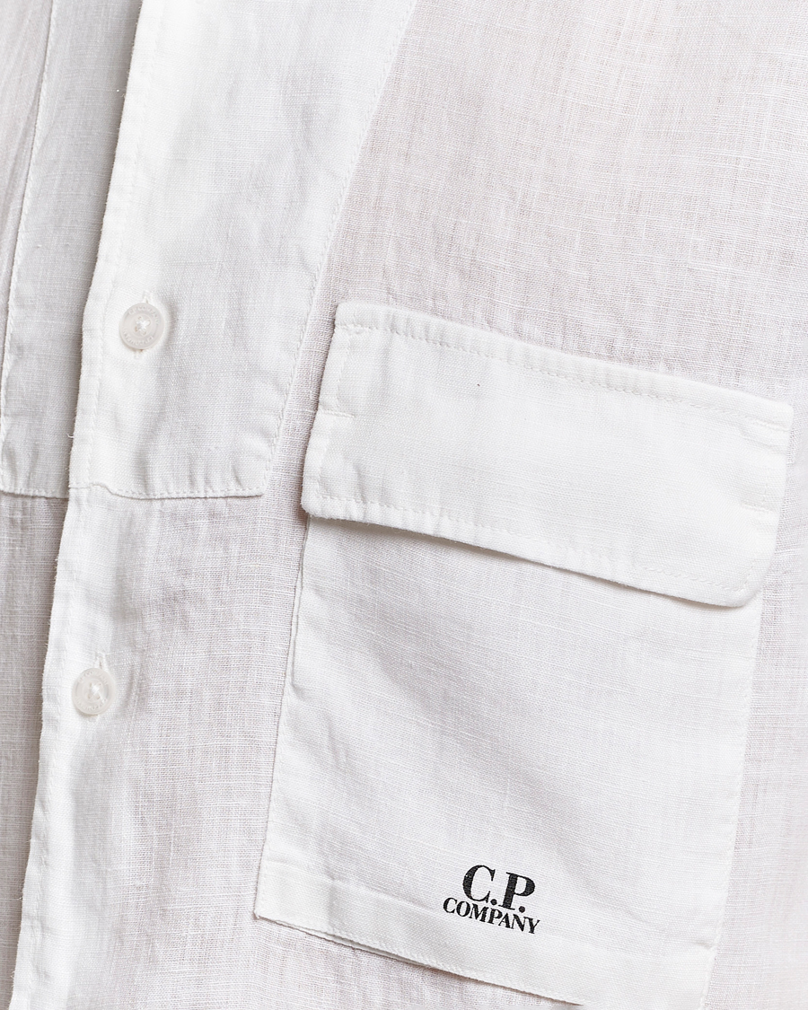 Men | Shirts | C.P. Company | Short Sleeve Linen Shirt White