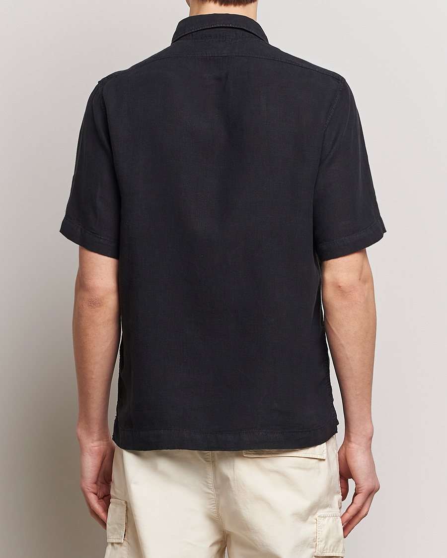 Men | Shirts | C.P. Company | Short Sleeve Linen Shirt Black