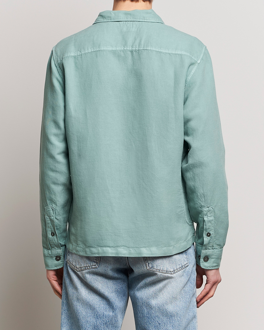 Men | Shirts | C.P. Company | Broken Linen/Cotton Overshirt Light Green
