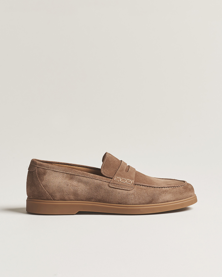 Men | Loake 1880 Lucca Suede Penny Loafer Flint | Loake 1880 | Lucca Suede Penny Loafer Flint