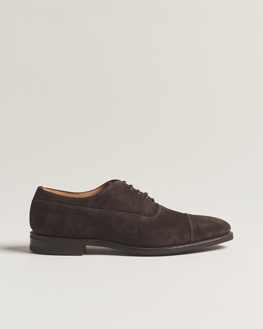 Men | Oxford Shoes | Loake 1880 | Truman Suede Oxford Toe Cap Dark Brown