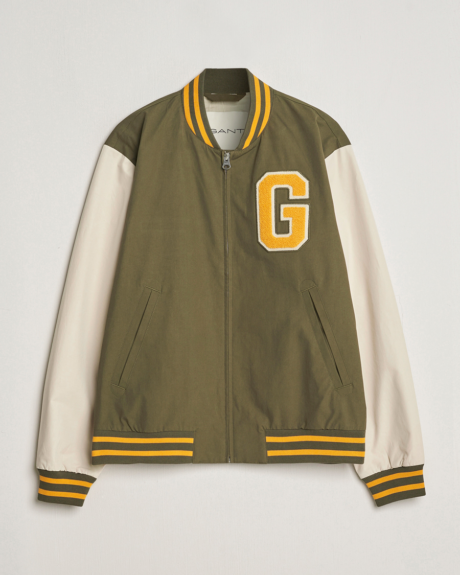 Men | Coats & Jackets | GANT | Light Varsity Jacket Green/Soft Oat