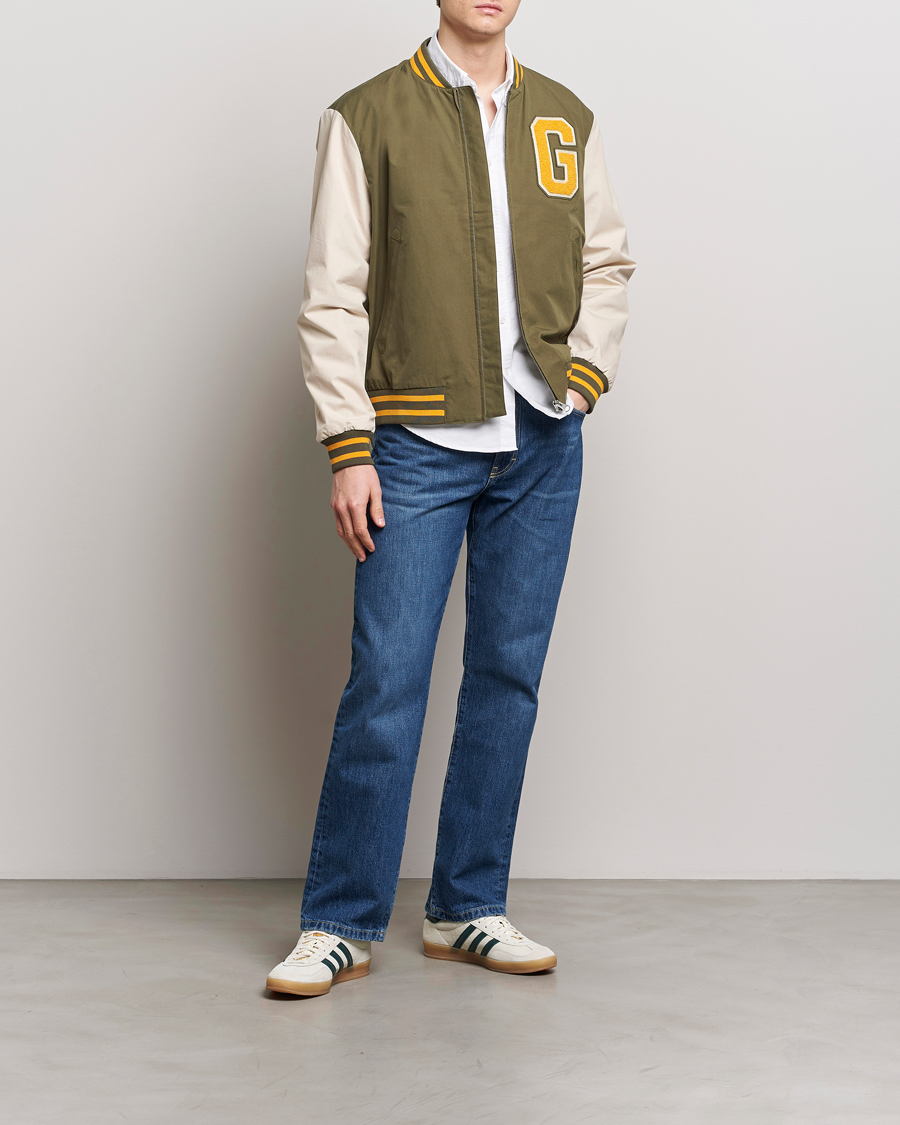 Men | Coats & Jackets | GANT | Light Varsity Jacket Green/Soft Oat