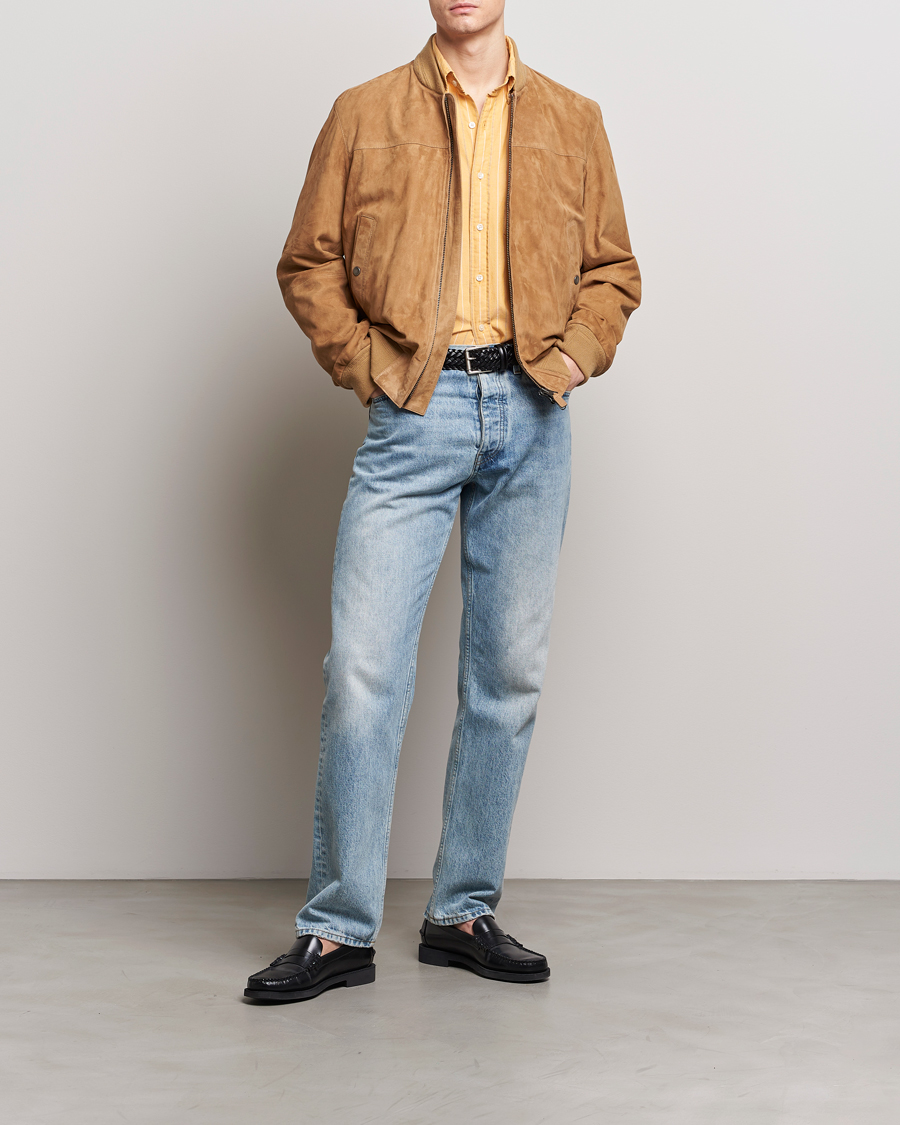 Men | Coats & Jackets | Gant | Suede Bombar Jacket Dark Khaki