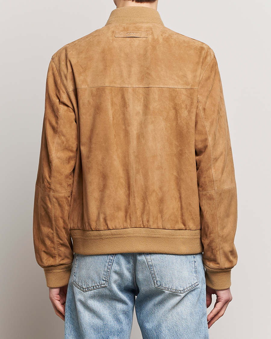Men | Coats & Jackets | Gant | Suede Bombar Jacket Dark Khaki
