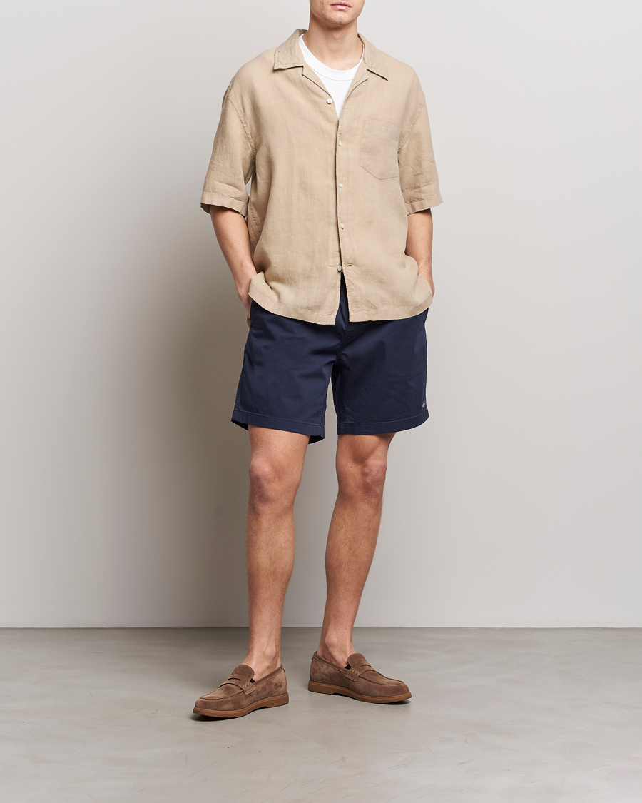Men | Shirts | GANT | Relaxed Fit Linen Resort Short Sleeve Shirt Concrete Beige