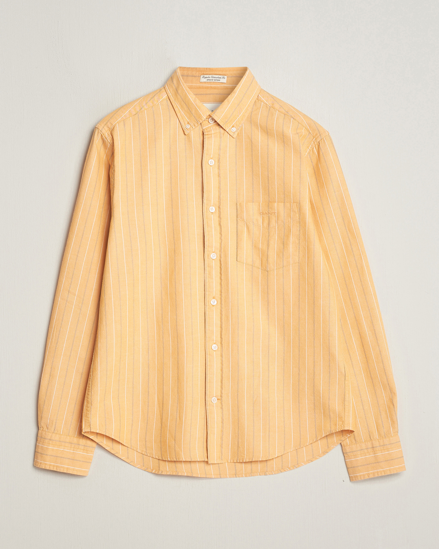 Men | Shirts | GANT | Regular Fit Archive Striped Oxford Shirt Medal Yellow