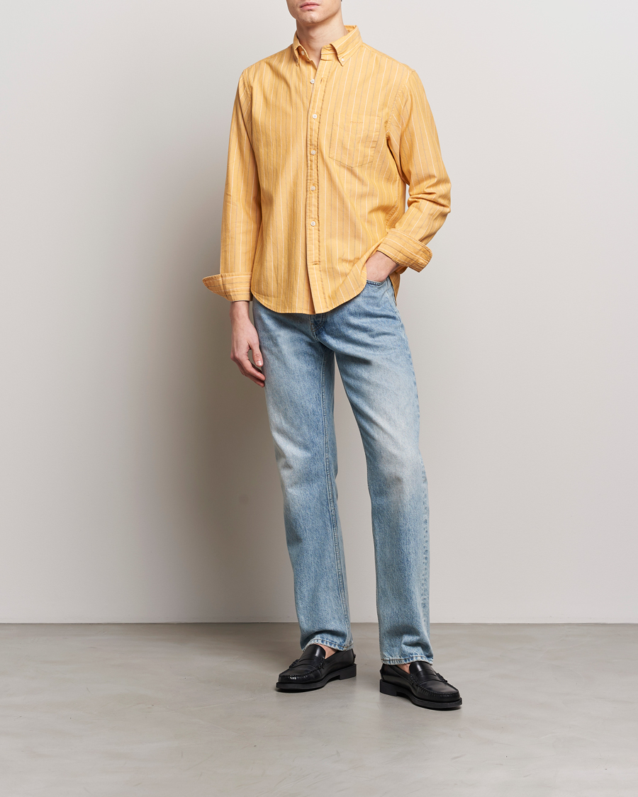Men | Shirts | GANT | Regular Fit Archive Striped Oxford Shirt Medal Yellow