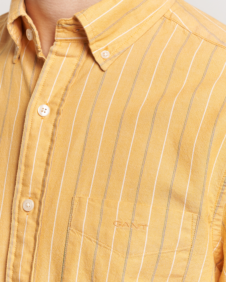Men | Shirts | GANT | Regular Fit Archive Striped Oxford Shirt Medal Yellow