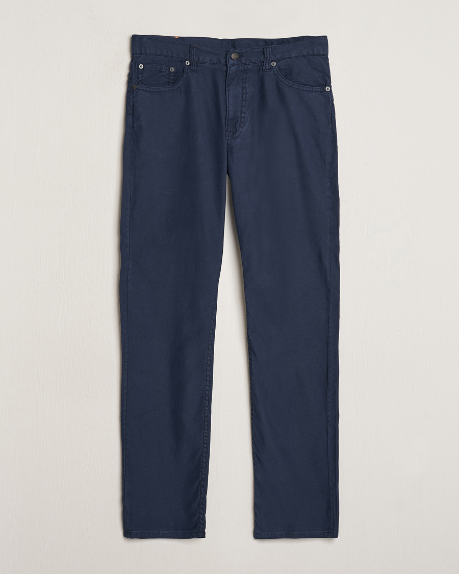 Men | Trousers | GANT | Cotton/Linen 5-Pocket Trousers Marine