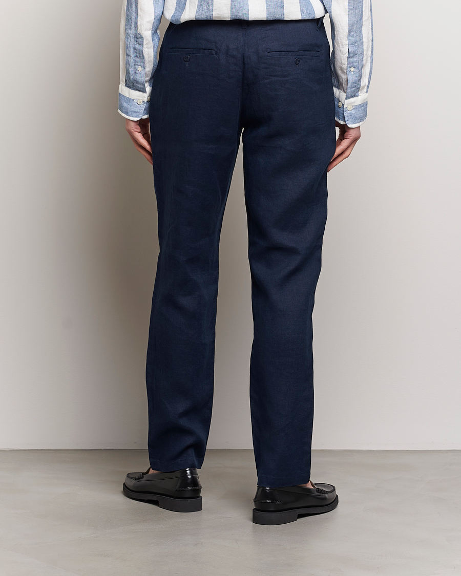 Men | Trousers | GANT | Relaxed Linen Drawstring Pants Marine