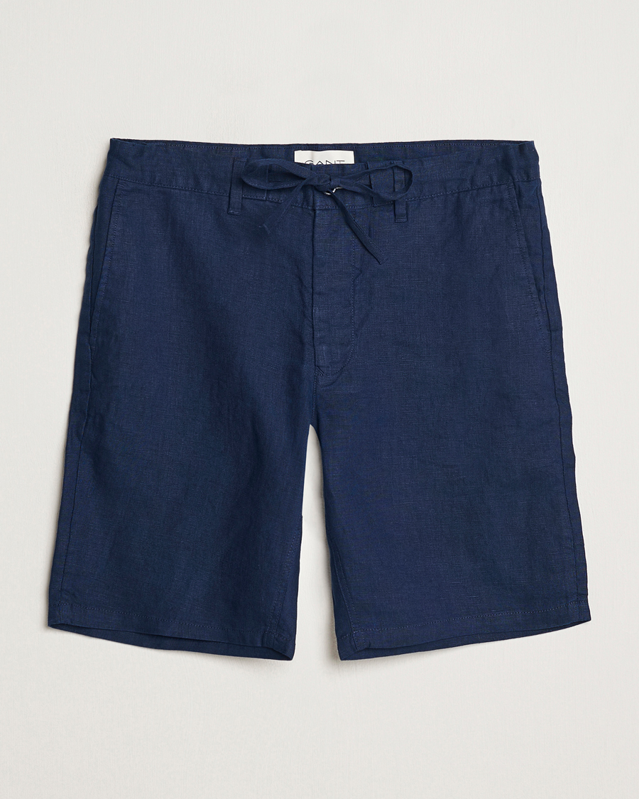 Men | Shorts | GANT | Relaxed Linen Drawstring Shorts Marine