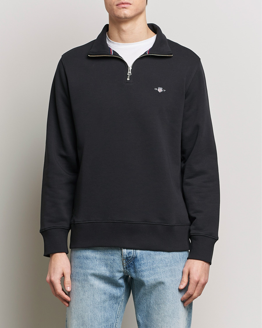 Men | Sweaters & Knitwear | GANT | Original Shield Half Zip Sweater Black