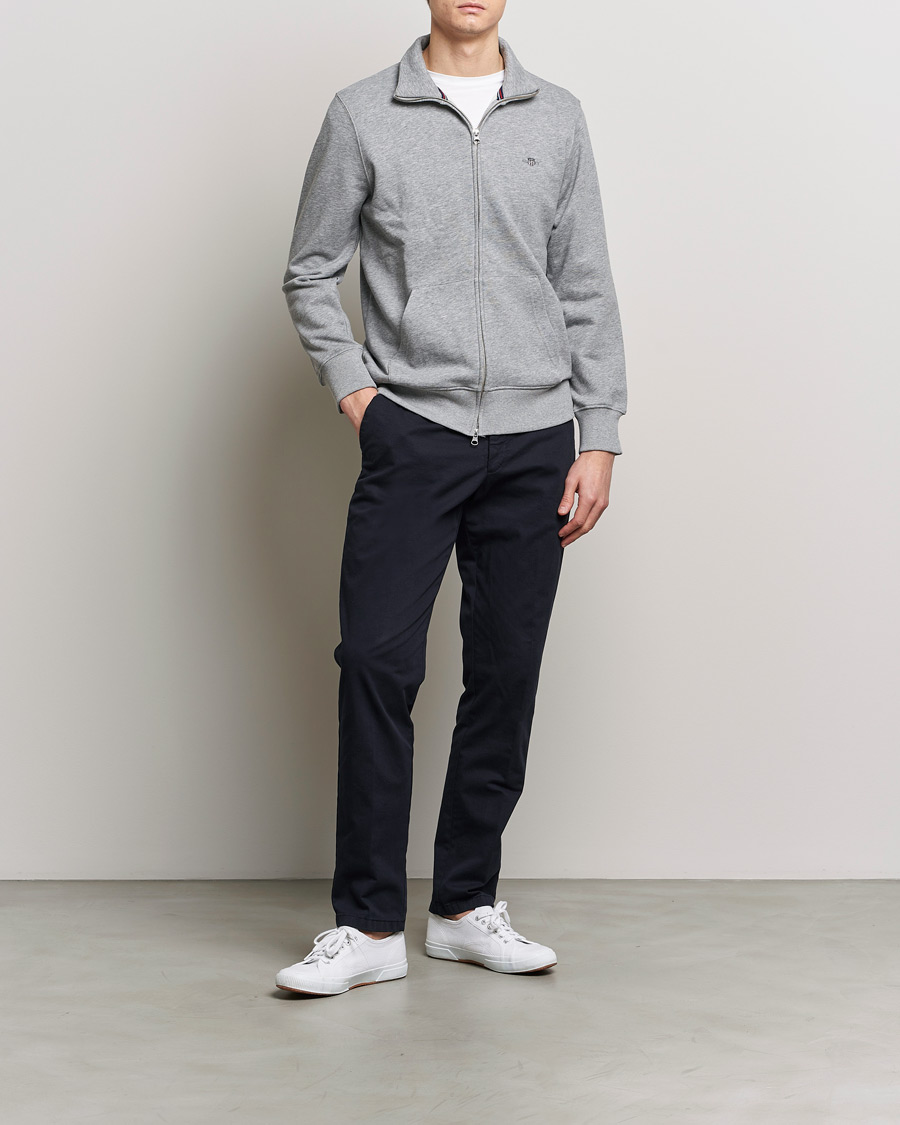 Men | Sweaters & Knitwear | GANT | Original Full Zip Grey Melange
