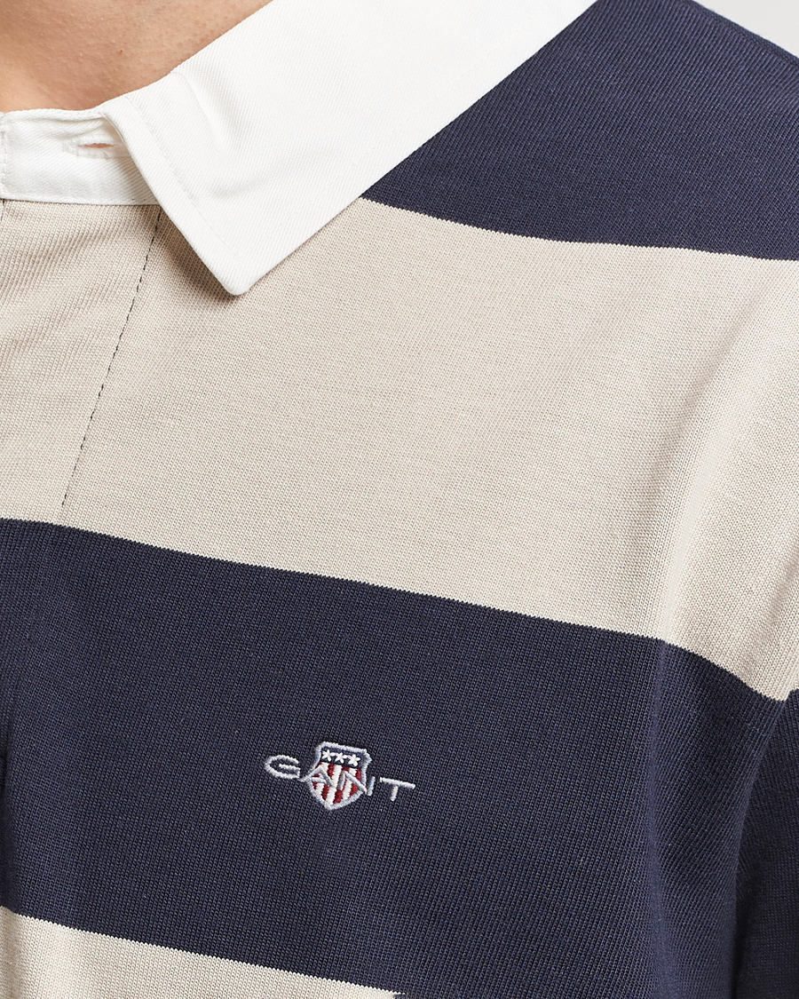 Men | Sweaters & Knitwear | GANT | Barstriped Rugger Silky Beige/Navy