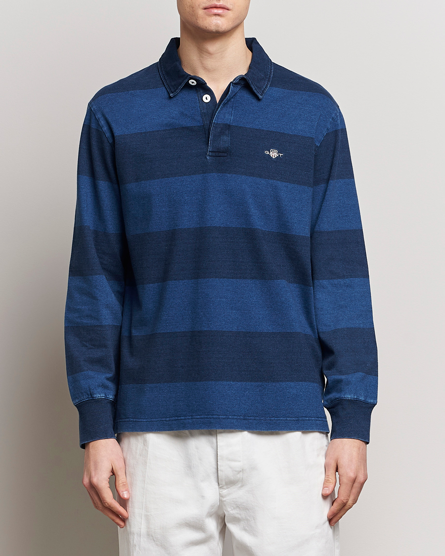 Men | Sweaters & Knitwear | Gant | Barstriped Rugger Navy/Indigo