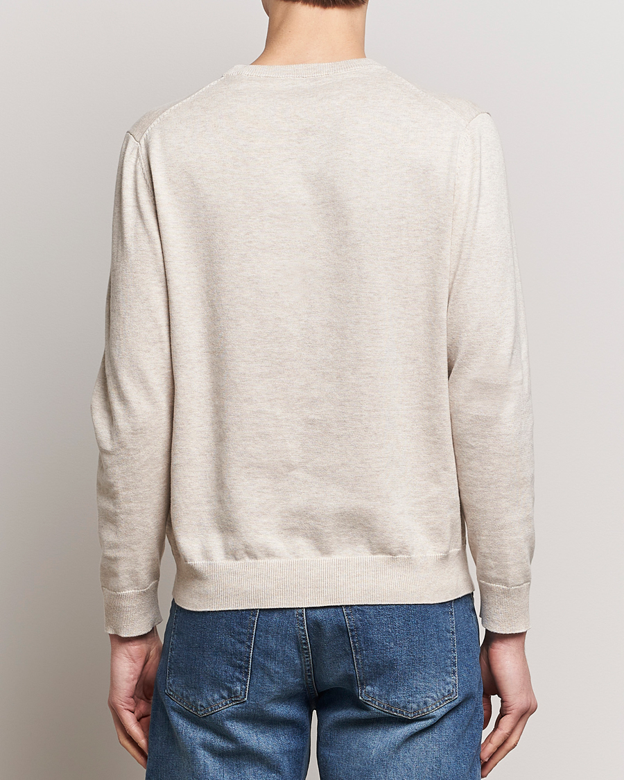 Men | Sweaters & Knitwear | GANT | Classic Cotton Crew Neck Light Beige Melange
