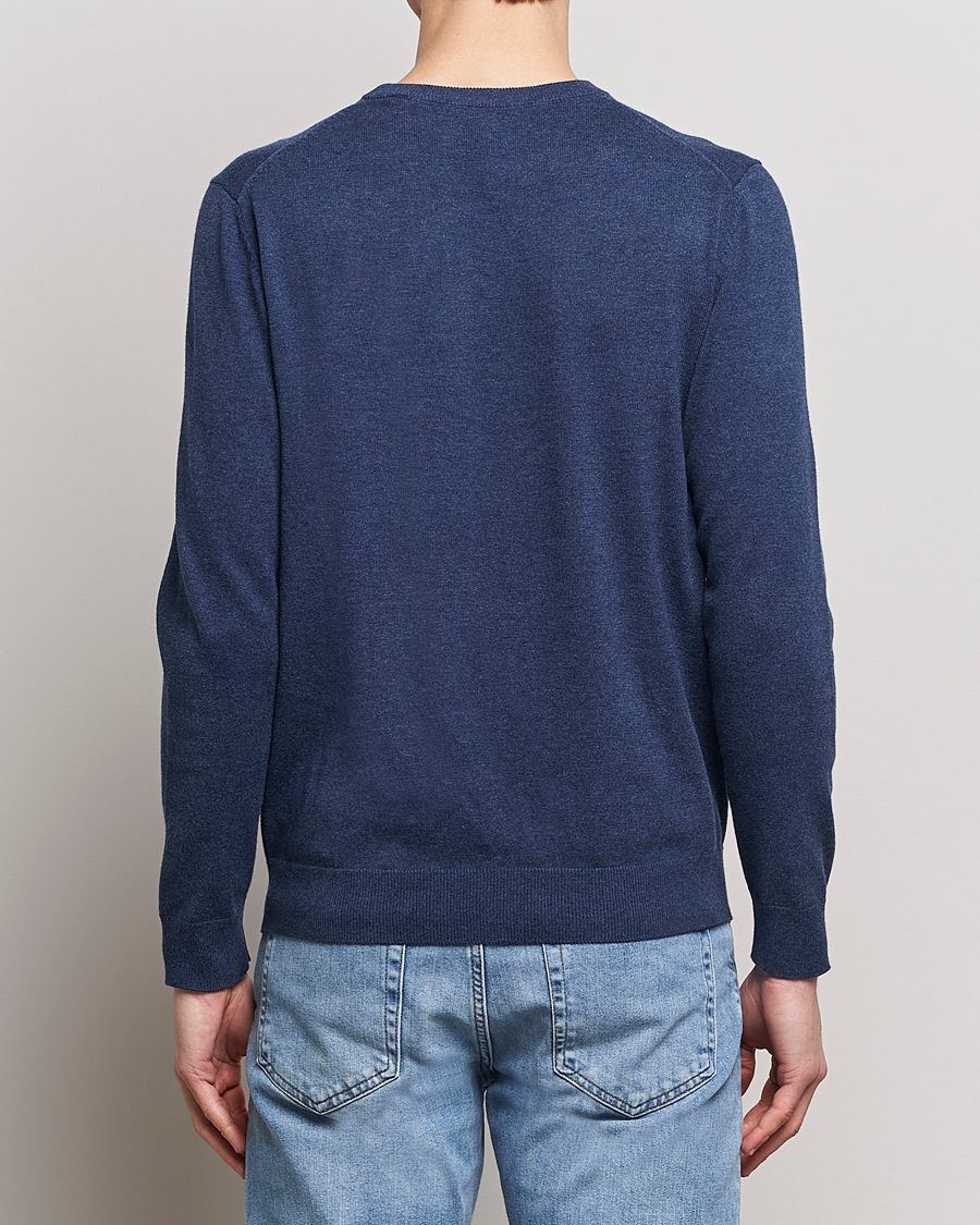 Men | Sweaters & Knitwear | GANT | Classic Cotton Crew Neck Dark Jeans Blue Melange
