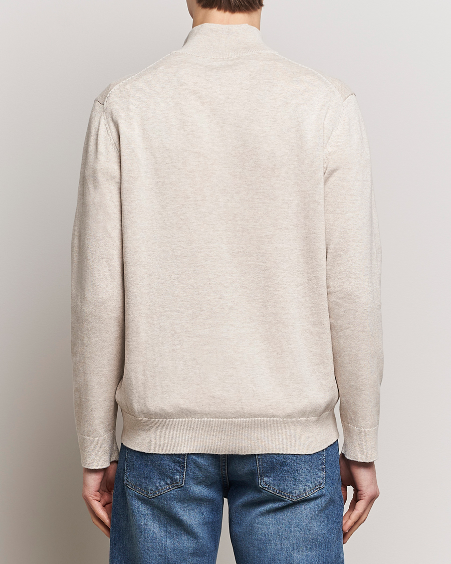 Men | Sweaters & Knitwear | GANT | Classic Cotton Half Zip Light Beige Melange