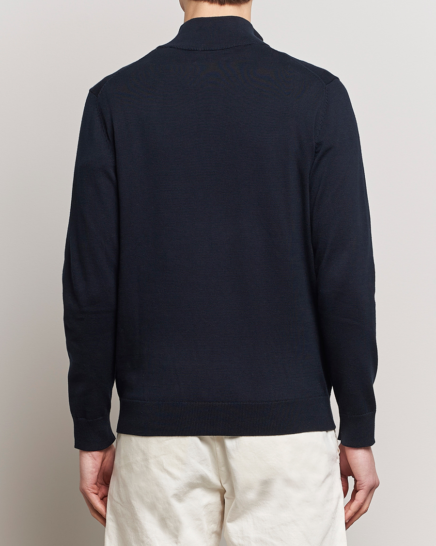 Men | Sweaters & Knitwear | GANT | Classic Cotton Half Zip Evening Blue