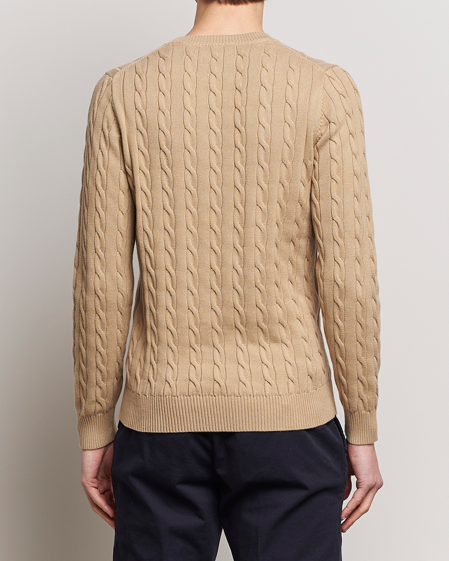 Men | Sweaters & Knitwear | GANT | Cotton Cable Crew Neck Pullover Dark Khaki