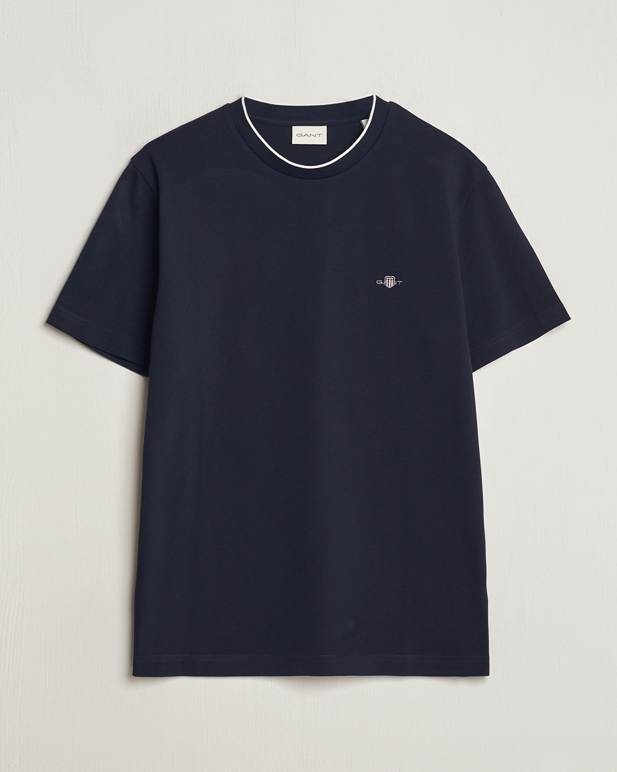 Men | T-Shirts | GANT | Pique Crew Neck T-Shirt Evening Blue