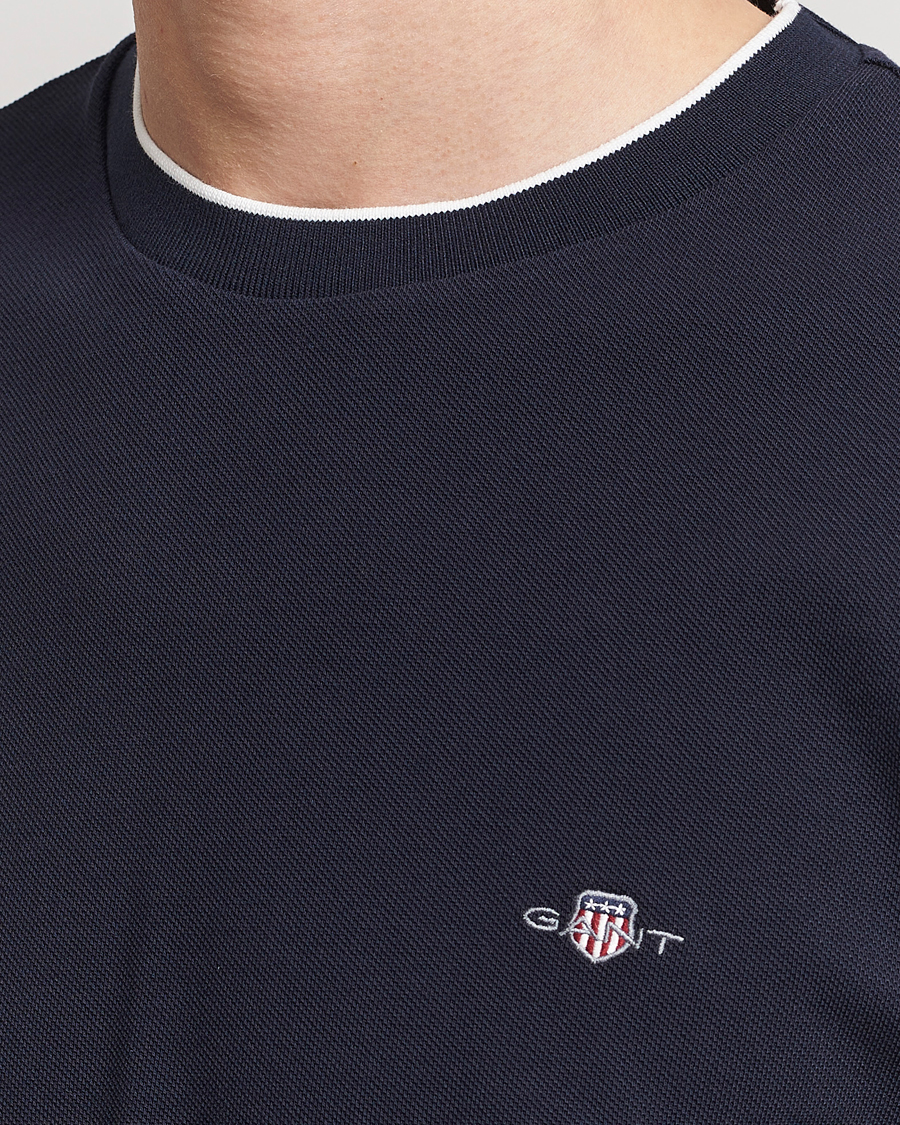 Men | T-Shirts | GANT | Pique Crew Neck T-Shirt Evening Blue