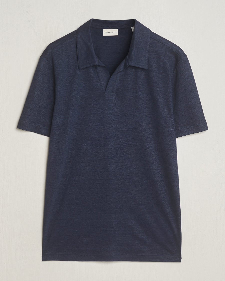 Men | Polo Shirts | GANT | Linen Polo Evening Blue
