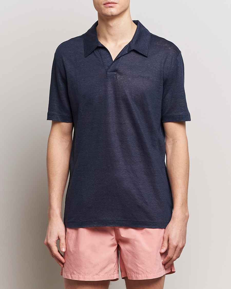 Men | Polo Shirts | GANT | Linen Polo Evening Blue