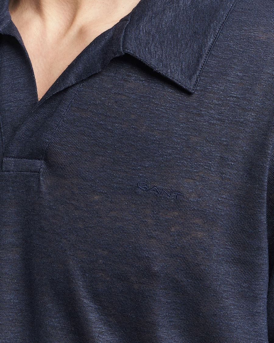 Men | Polo Shirts | GANT | Linen Polo Evening Blue