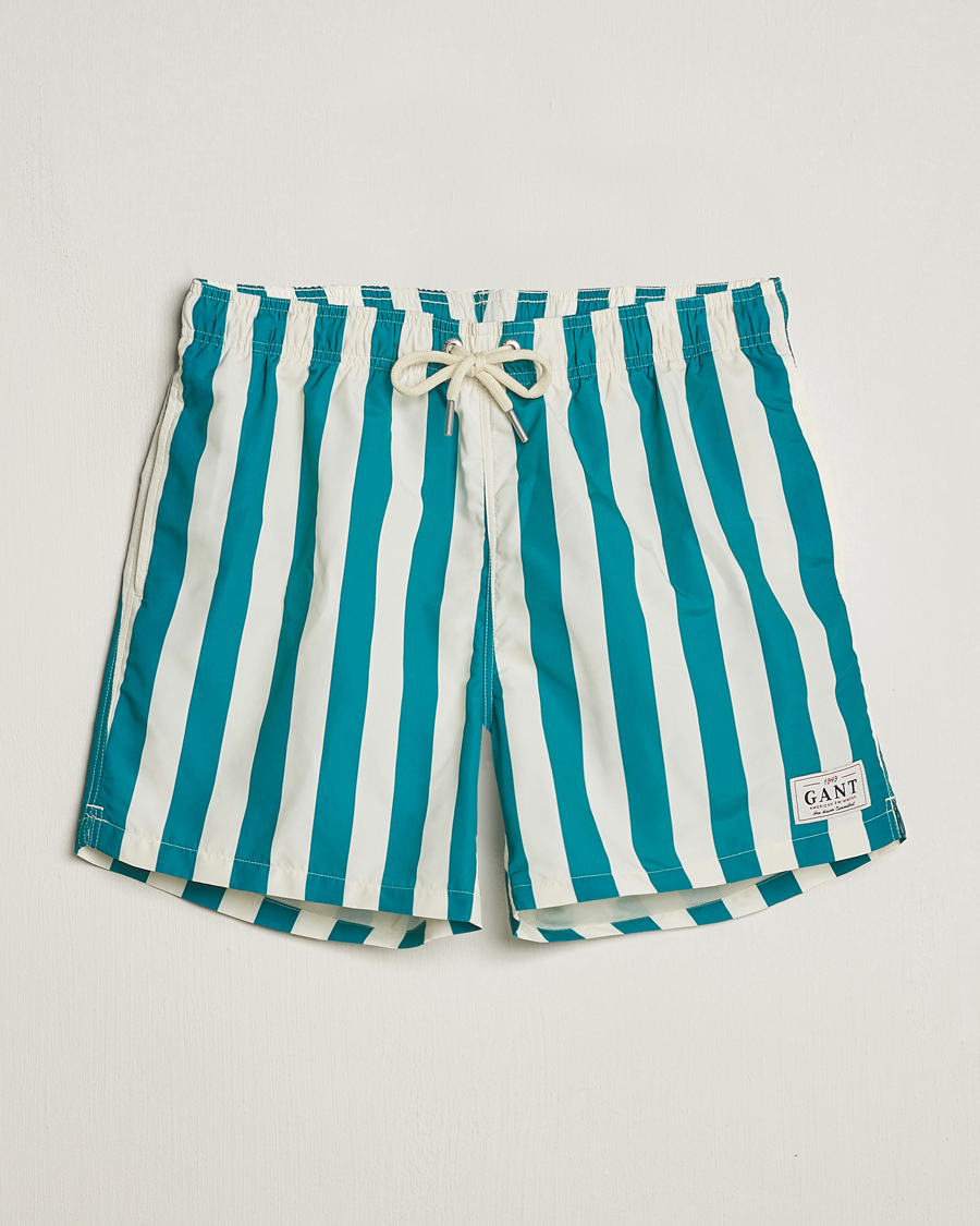 Men | Swimwear | GANT | Blockstriped Swimshorts Ocean Turquoise