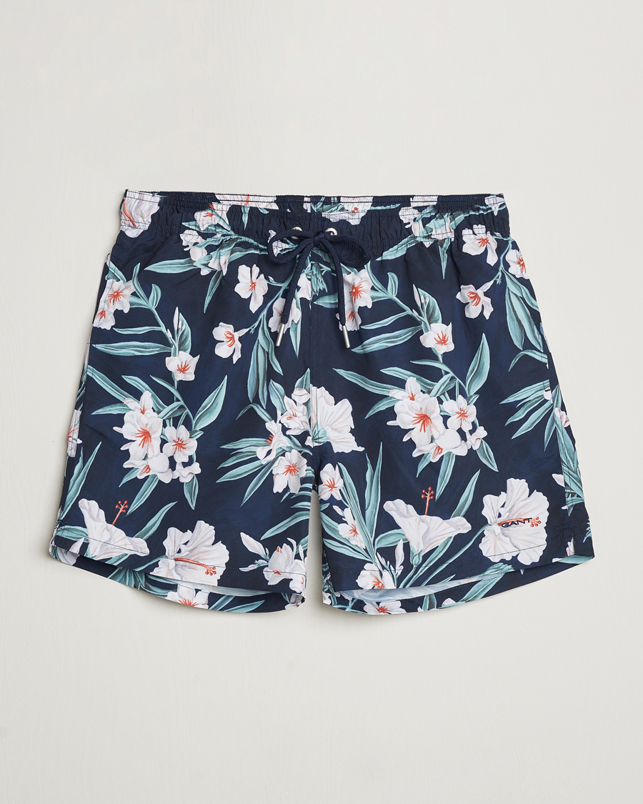 Men | Swimwear | Gant | Printed Flower Swimshorts Evening Blue
