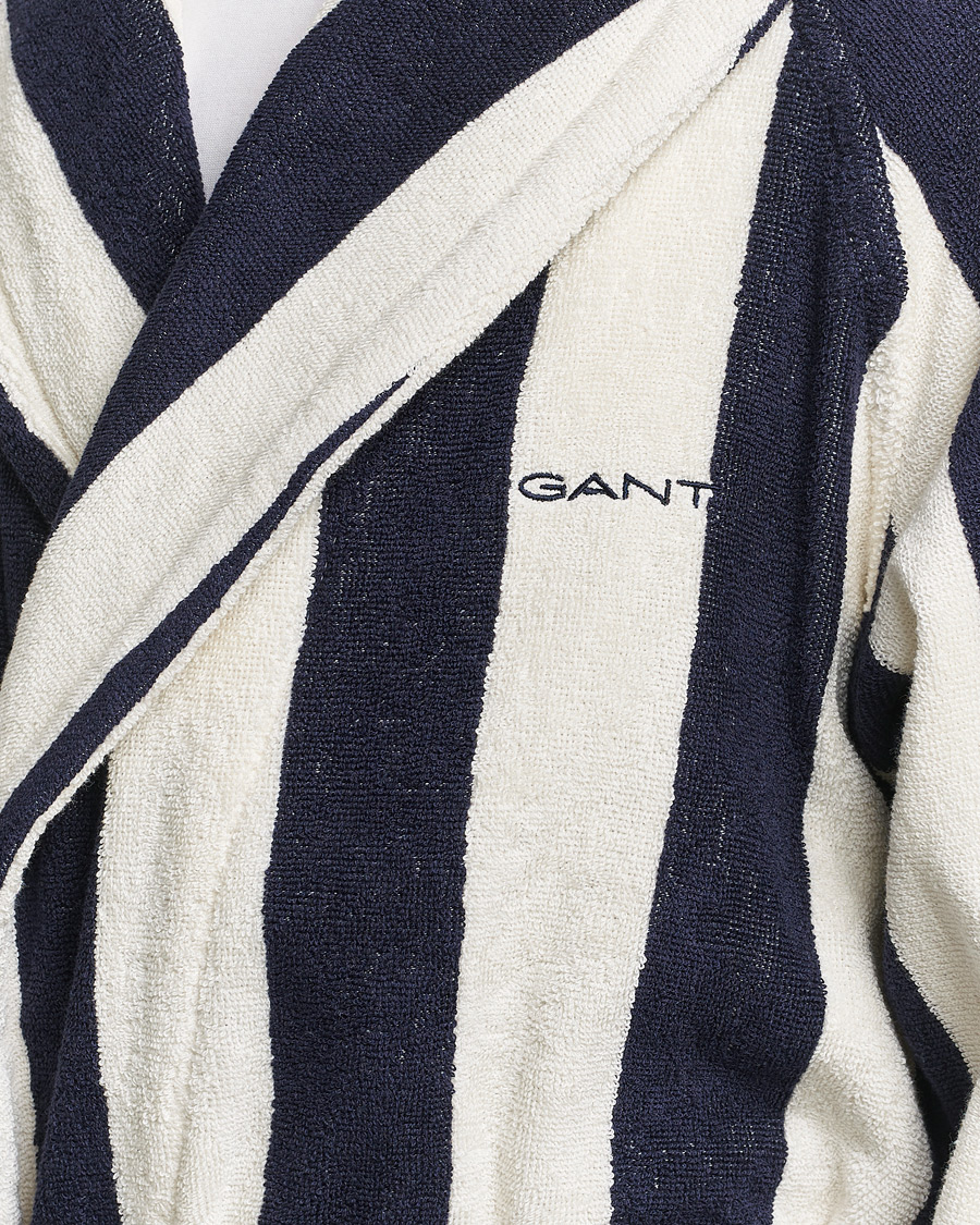 Men | Pyjamas & Robes | GANT | Striped Robe Evening Blue/White