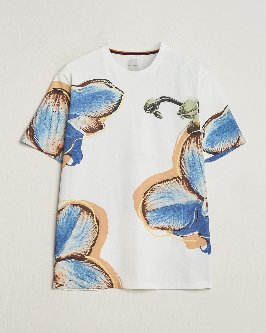 Men | T-Shirts | Paul Smith | Organic Cotton Printed Orchid T-Shirt White