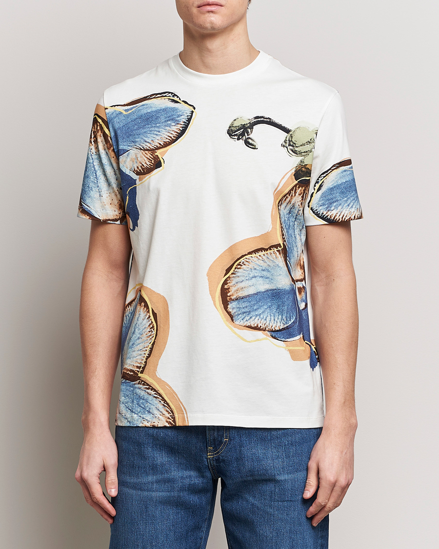 Men | T-Shirts | Paul Smith | Organic Cotton Printed Orchid T-Shirt White
