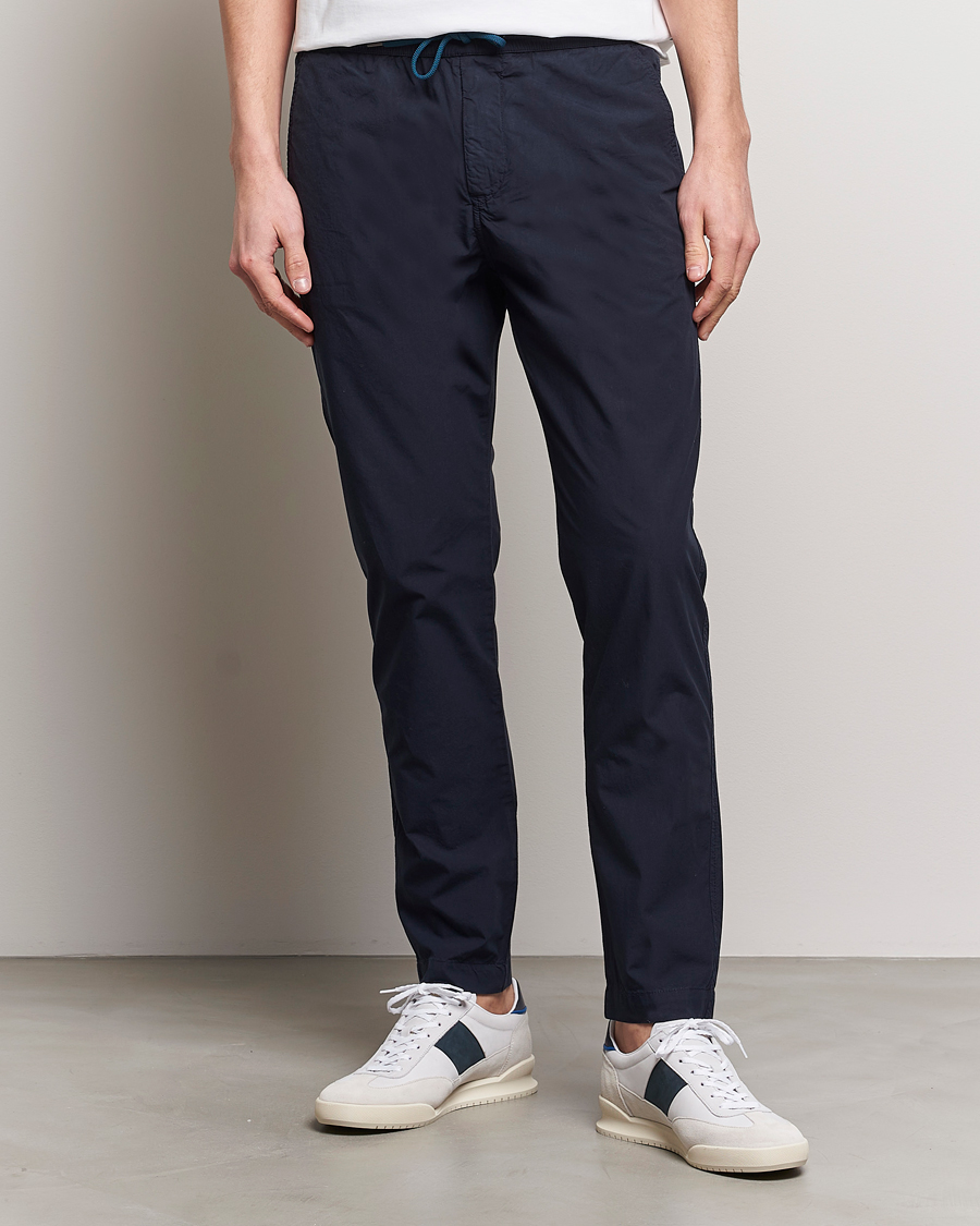 Men | Trousers | PS Paul Smith | Cotton Drawstring Trousers Navy